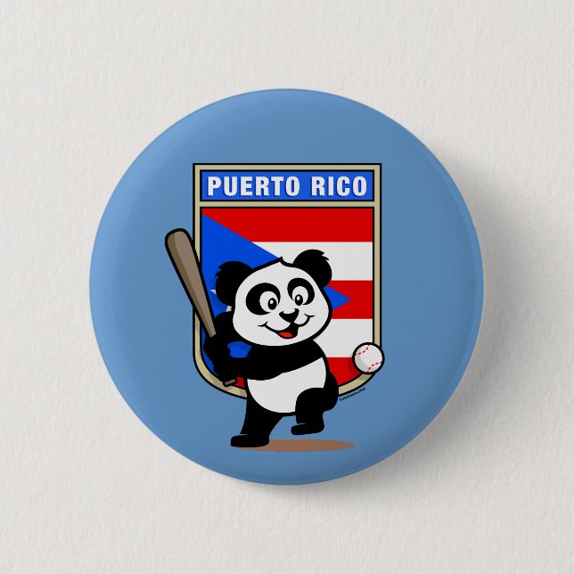 Puerto Rico Baseball Panda 6 Cm Round Badge (Front)