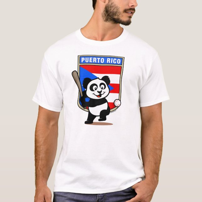 Puerto Rico Baseball Panda (light shirts) T-Shirt (Front)