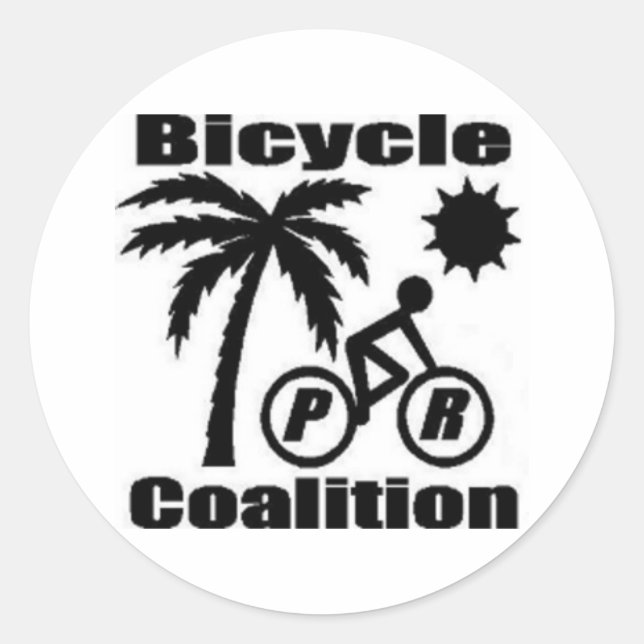 Puerto Rico Bicycle Coalition Round Sticker 1.5" (Front)