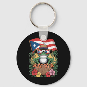 Puerto Rico Boricua Coqui Frog Taino Sun Puerto Ri Key Ring