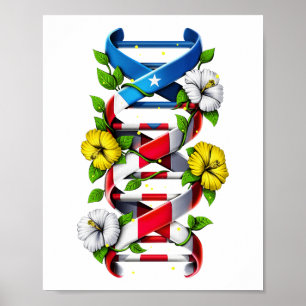 Puerto Rico Boricua DNA Chain Poster