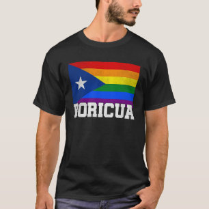 Puerto Rico Boricua Gay Pride LGBT Rainbow Flag Vi T-Shirt