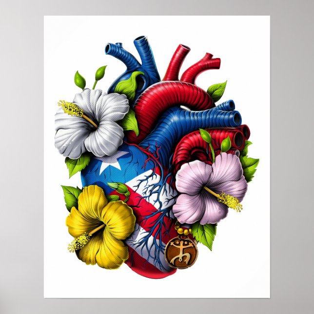 Puerto Rico Boricua Heart Poster (Front)