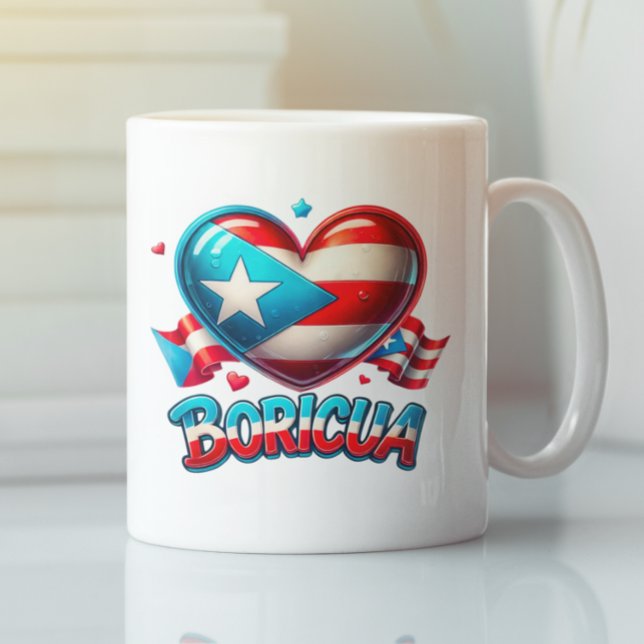 Puerto Rico Boricua Love Heart Flag Coffee Mug (Puerto Rico Boricua Love Heart Flag Coffee Mug)
