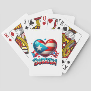 Puerto Rico Boricua Love Heart Flag Playing Cards
