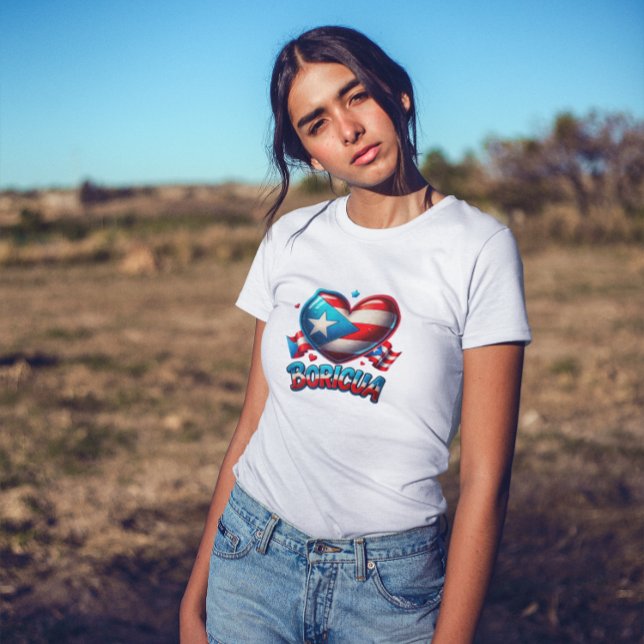 Puerto Rico Boricua Love Heart Flag T-Shirt (Cute Puerto Rico Boricua Love Heart Flag T-Shirt)