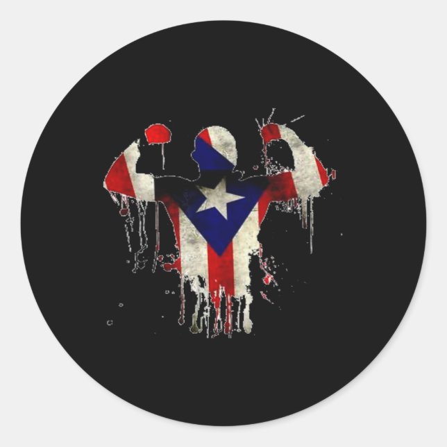 Puerto Rico Boxing Gloves Boxeo Shirt Ropa Uni  Classic Round Sticker (Front)