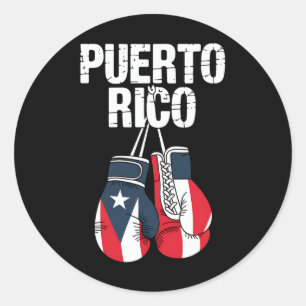 Puerto Rico Boxing Gloves Flag Heritage Boricua Pr Classic Round Sticker