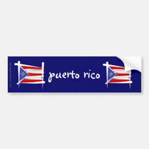Puerto Rico Brush Flag Bumper Sticker