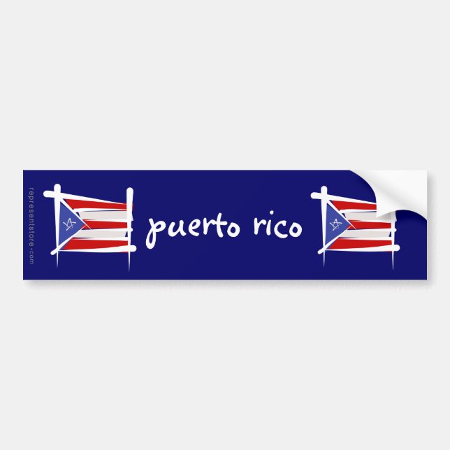 Puerto Rico Brush Flag Bumper Sticker (Front)