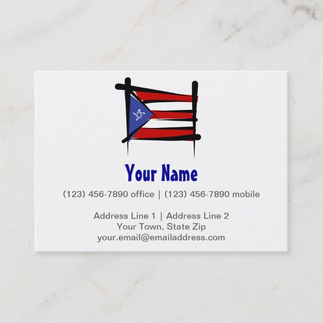 Puerto Rico Brush Flag Business Card (Front)