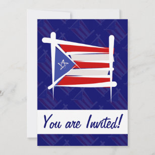 Puerto Rico Brush Flag Invitation