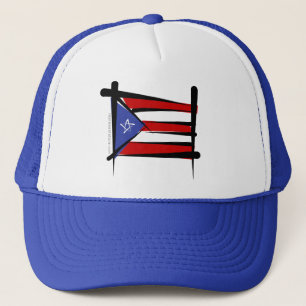 Puerto Rico Brush Flag Trucker Hat
