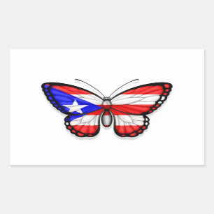 Puerto Rico Butterfly Flag Rectangular Sticker
