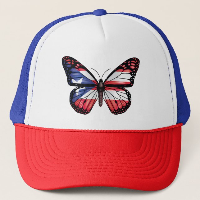Puerto Rico butterfly monarch flag Trucker Hat (Front)
