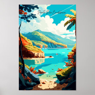 Puerto Rico Caribbean vintage travel illustration Poster