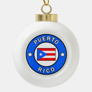 Puerto Rico Ceramic Ball Christmas Ornament