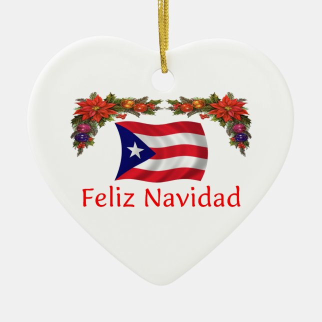 Puerto Rico Christmas Ceramic Ornament (Front)