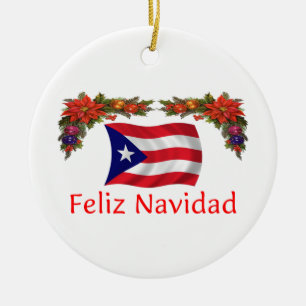Puerto Rico Christmas Ceramic Tree Decoration