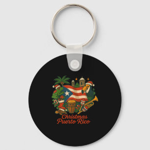 Puerto Rico Christmas Coquí Flag Holiday Key Ring