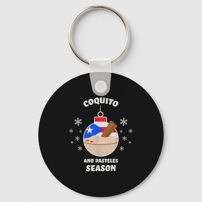 Puerto Rico Christmas Coquito And Pasteles Season  Key Ring (Front)