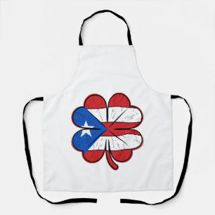 Puerto Rico Clover Flag Vintage Engraving Vector D Apron