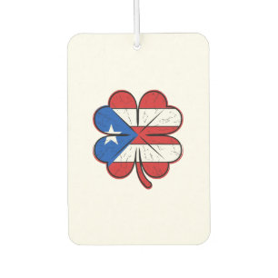 Puerto Rico Clover Flag Vintage Engraving Vector D Car Air Freshener