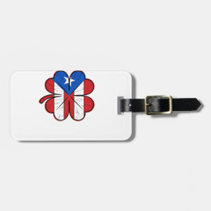 Puerto Rico Clover Flag Vintage Engraving Vector D Luggage Tag