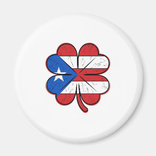 Puerto Rico Clover Flag Vintage Engraving Vector D Magnet