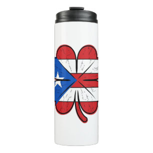 Puerto Rico Clover Flag Vintage Engraving Vector D Thermal Tumbler