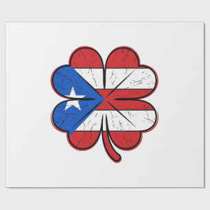 Puerto Rico Clover Flag Vintage Engraving Vector D Wrapping Paper