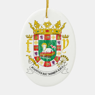 Puerto Rico Coat Of Arms Ceramic Ornament