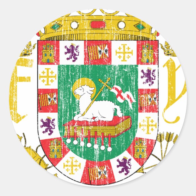 Puerto Rico Coat Of Arms Classic Round Sticker (Front)