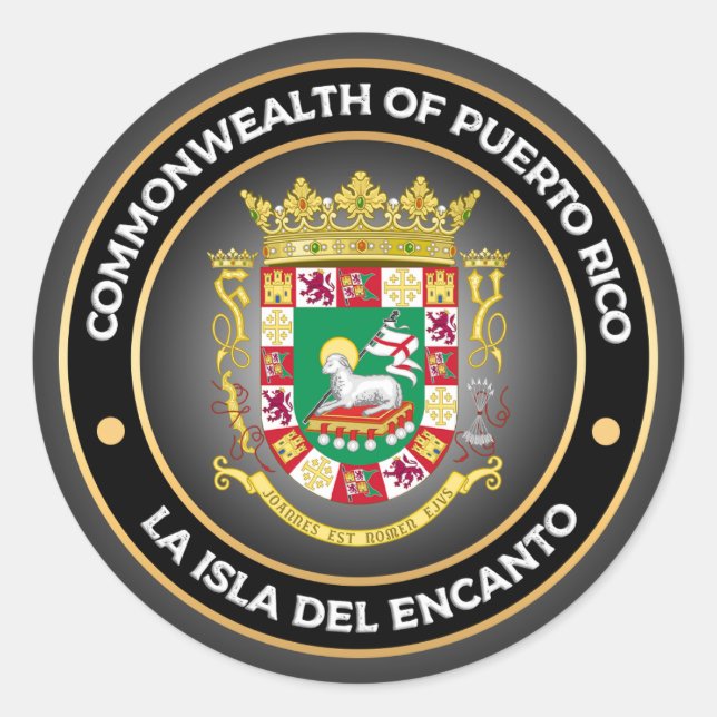 Puerto Rico Coat of Arms Classic Round Sticker (Front)
