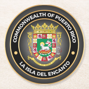 Puerto Rico Coat of Arms Round Paper Coaster