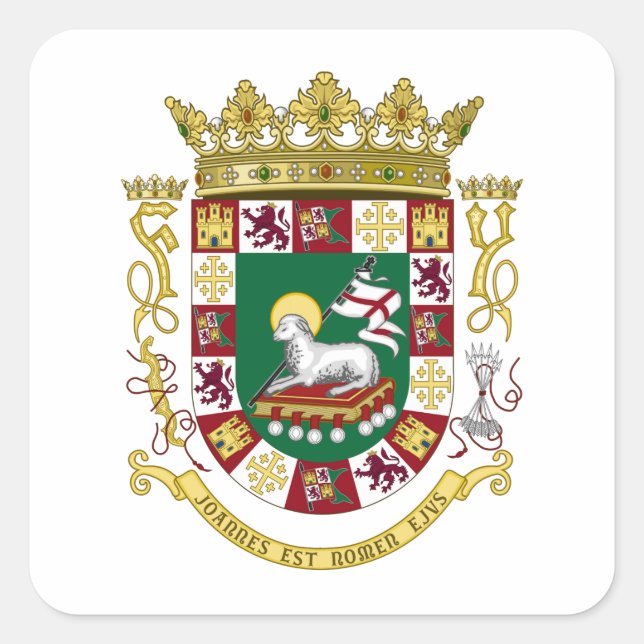 Puerto Rico Coat of Arms Square Sticker (Front)