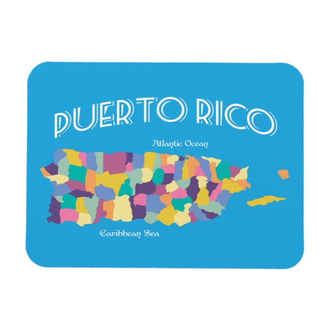 Puerto Rico Colourful Map Magnet (Horizontal)