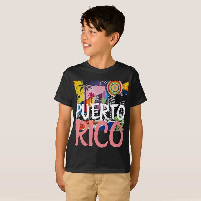 Puerto Rico Cool Graffiti Mural Shirt, Boy's T-Shirt (Front Full)