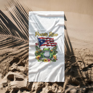Puerto Rico Coquí Frog Boricua Pride Beach Towel