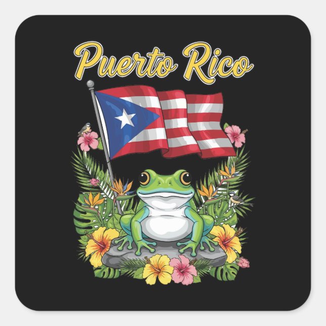 Puerto Rico Coquí Frog Boricua Pride Square Sticker (Front)
