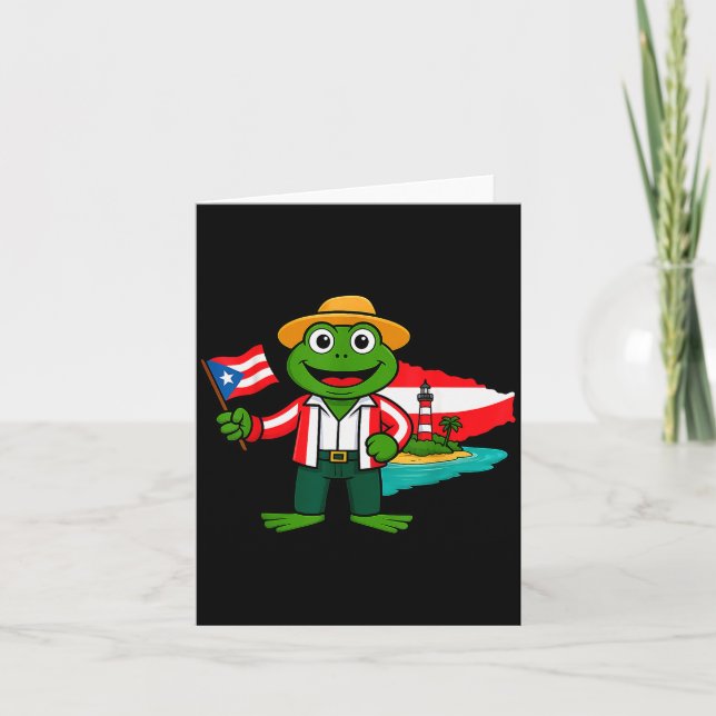 Puerto Rico Coqui Frog Flag Shirt For Men Women Ki Card (Front)