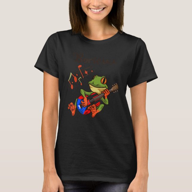 Puerto Rico Coqui Frog Puerto Rican Music Graphic T-Shirt (Front)