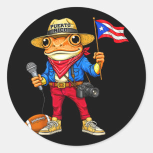 Puerto Rico Coqui Frog Street Music Football Boric Classic Round Sticker