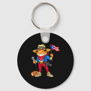 Puerto Rico Coqui Frog Street Music Football Boric Key Ring