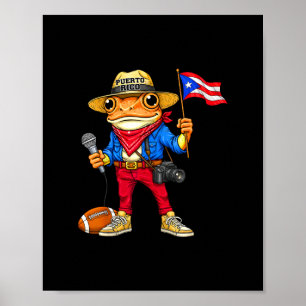 Puerto Rico Coqui Frog Street Music Football Boric Poster