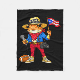 Puerto rico coqui frog street music football fleece blanket