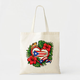 Puerto Rico Coquí & Hibiscus Tote Bag