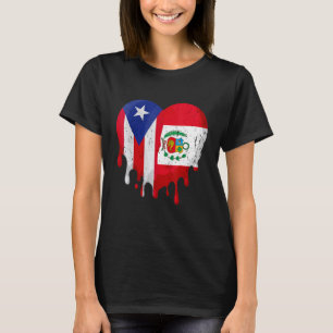 Puerto Rico Costa Rica Flag Heart Grown Patriot Co T-Shirt