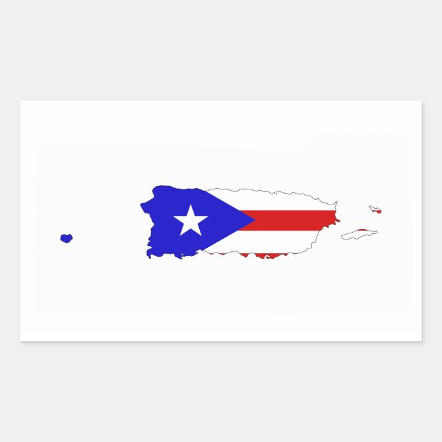 puerto rico country flag map rectangular sticker (Front)