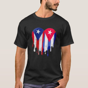 Puerto Rico Cuba Flag Heart Citizen Grown Patriot T-Shirt